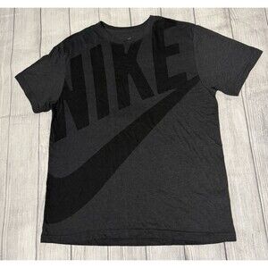Nike Big Swoosh Spellout T-Shirt XL Blacked Out Rare Black Gray